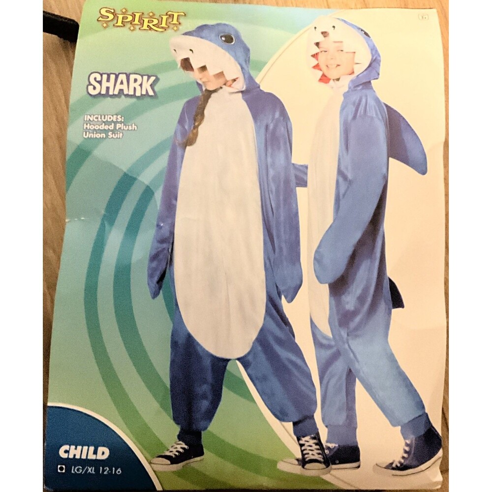 Spirit Halloween Blue Shark Kids Costume LG/XL 12-16